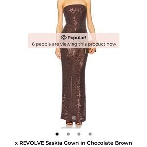 REVOLVE Strapless Sequin Gown in Brown